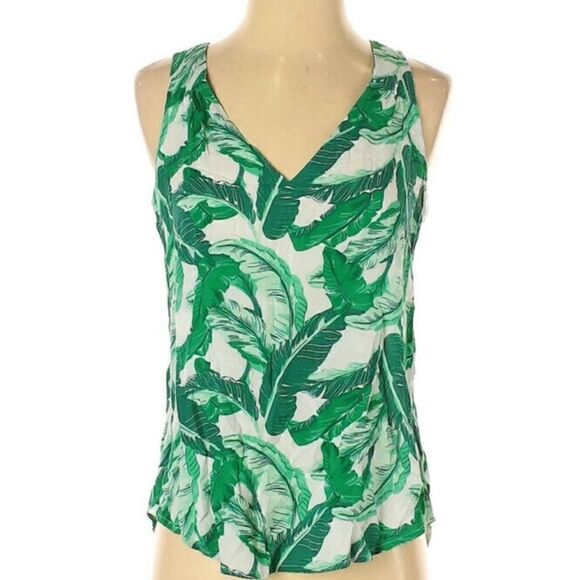 Old Navy Green Palm Print Sleeveless Top Sz XL - Picture 2 of 6